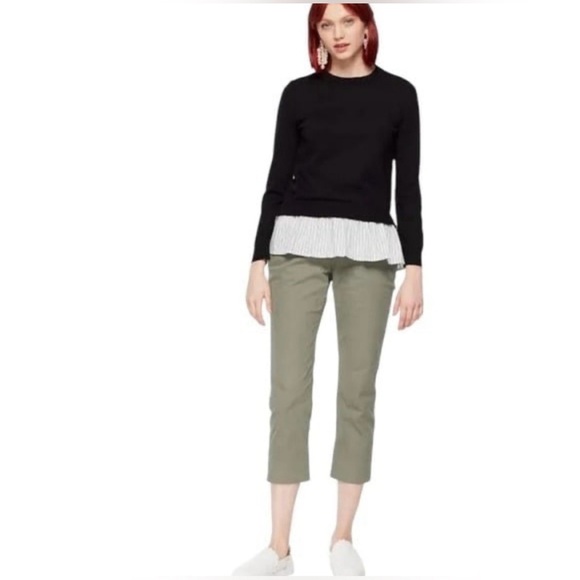 Kate spade Mixed Media‎ Stripe Hem Cotton Silk Sweater Black Size Medium - Picture 2 of 10